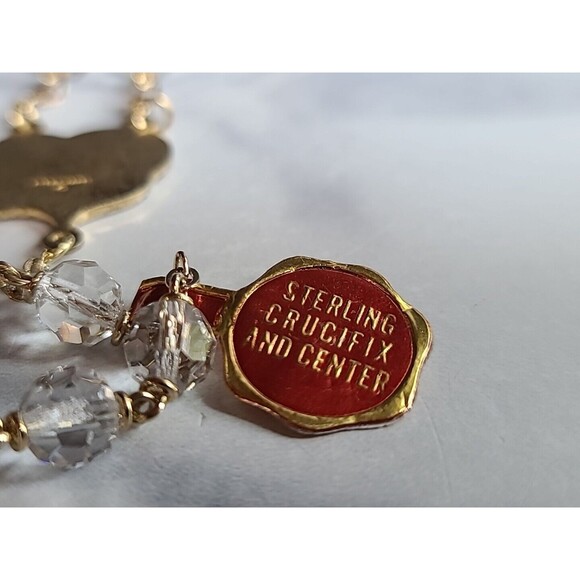 18KT Gold Plated Sterling Crystal Rosary Vintage - Picture 3 of 10